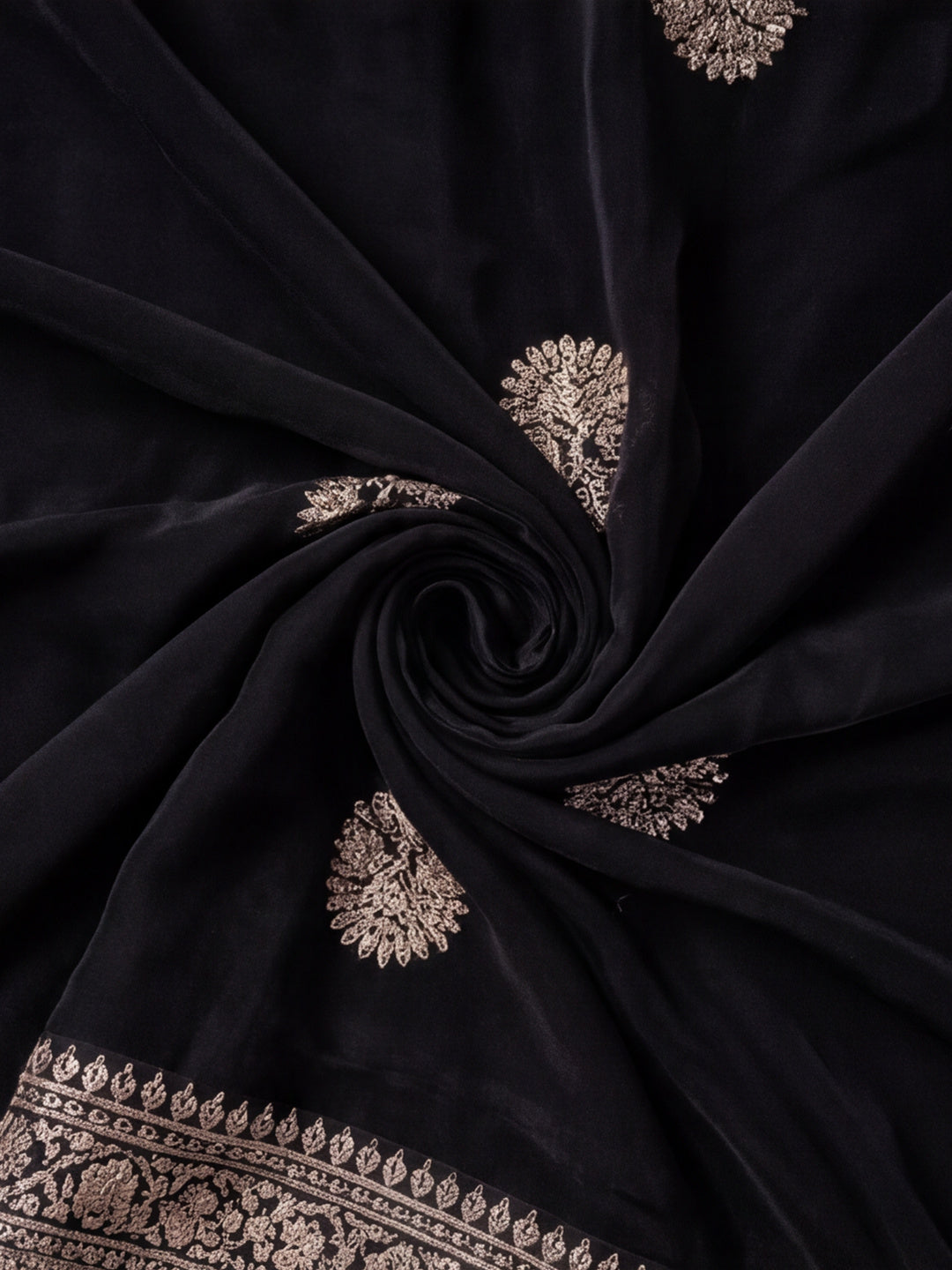 Black Georgette Saree with Modern Embroidered Appeal by Jaipur Kurti