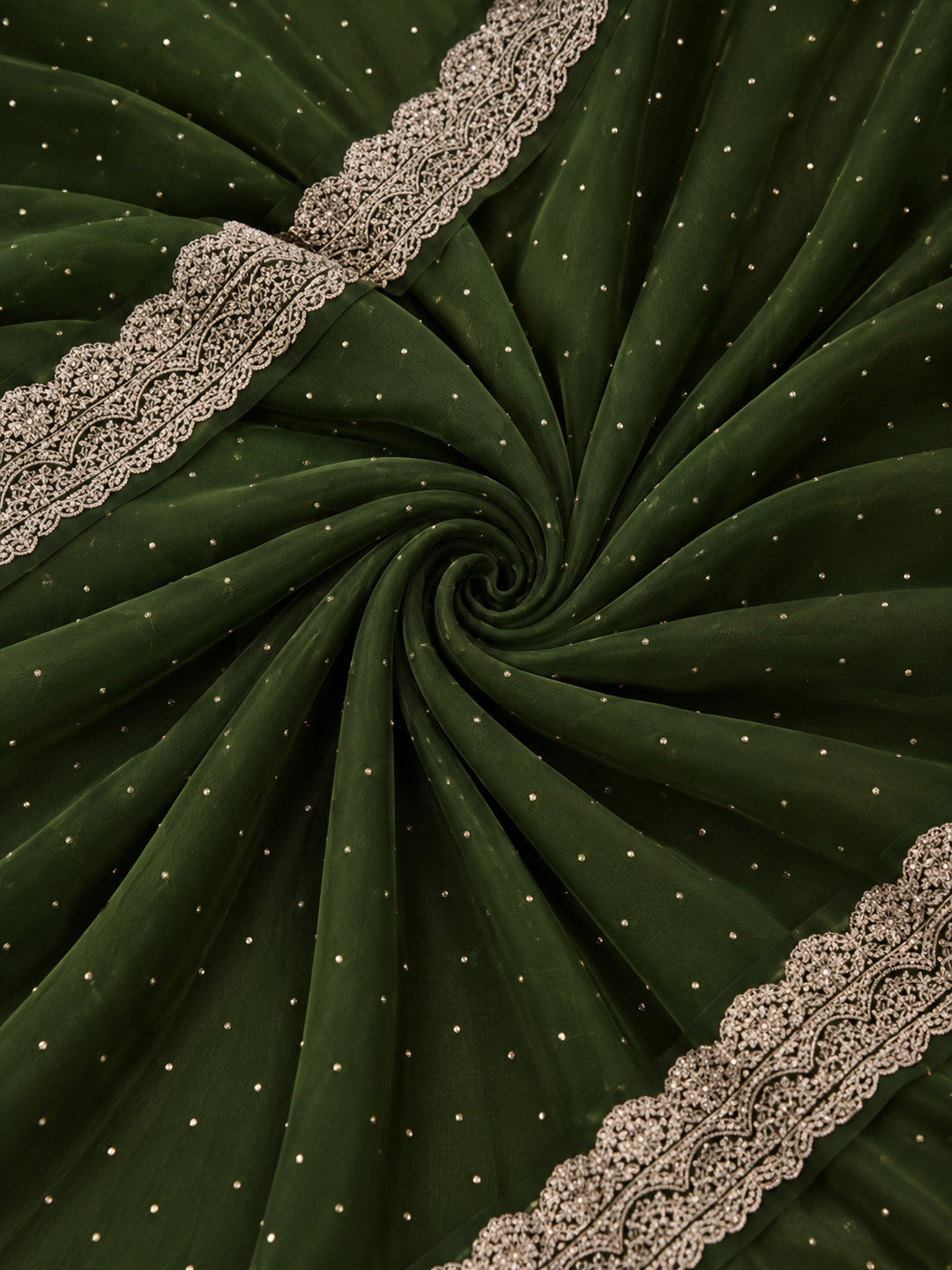 Olive Vichitra Silk Embellished Saree for Women by Jaipur Kurti