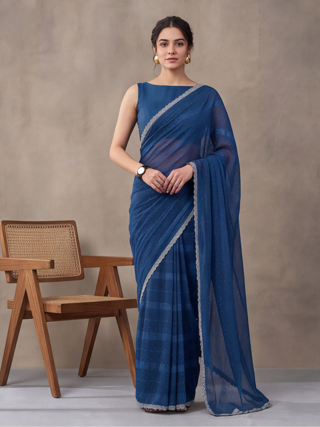 Teal Vichitra Silk Embellished Saree for Women by Jaipur Kurti