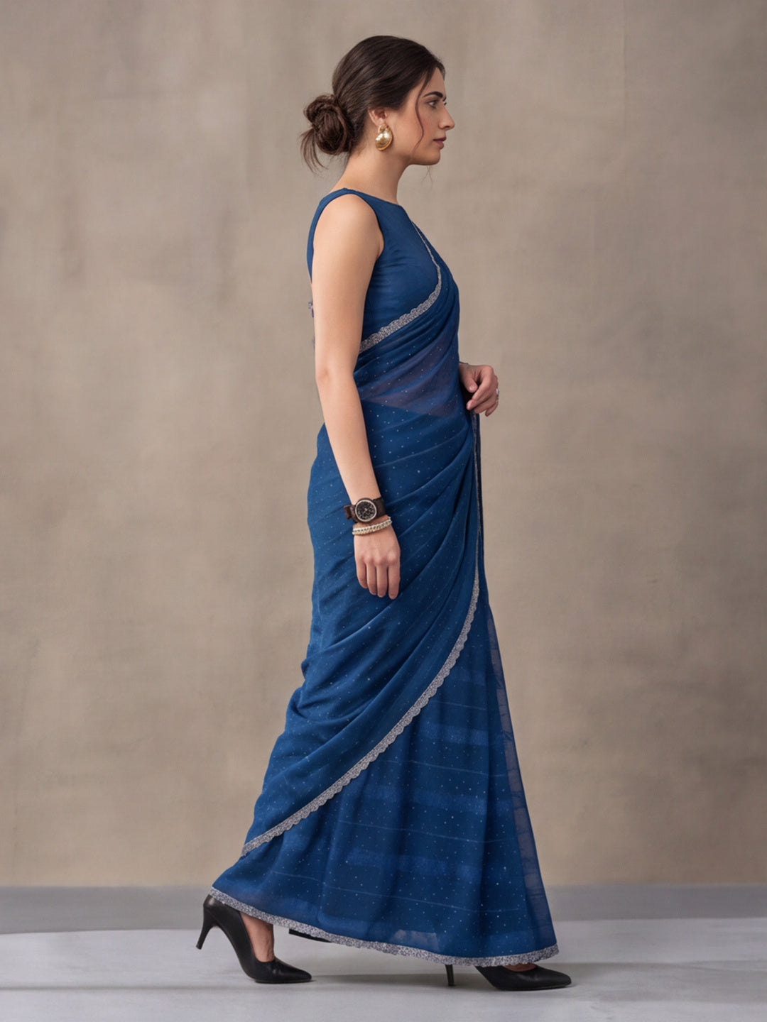 Teal Vichitra Silk Embellished Saree for Women by Jaipur Kurti