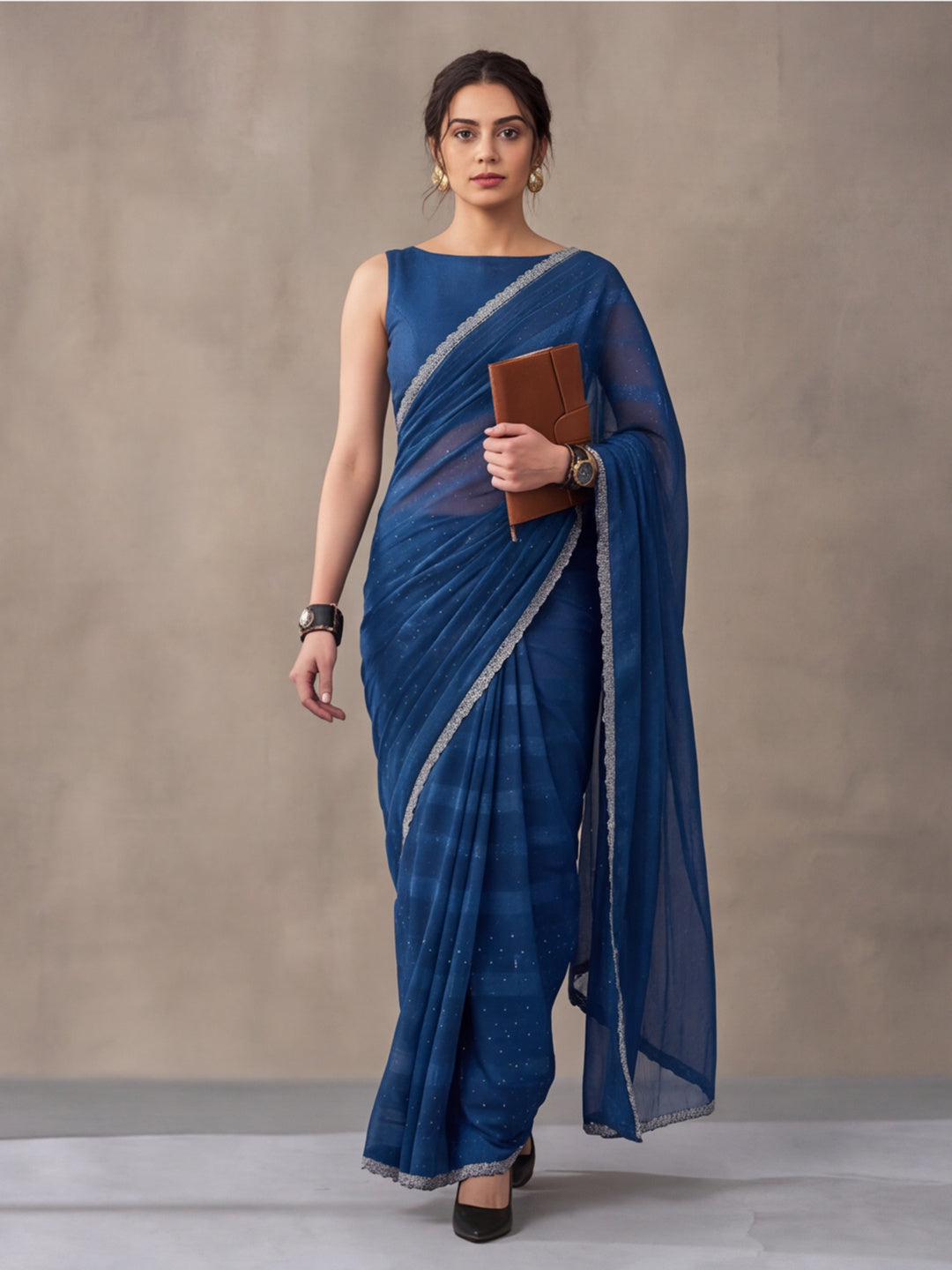 Teal Vichitra Silk Embellished Saree for Women by Jaipur Kurti