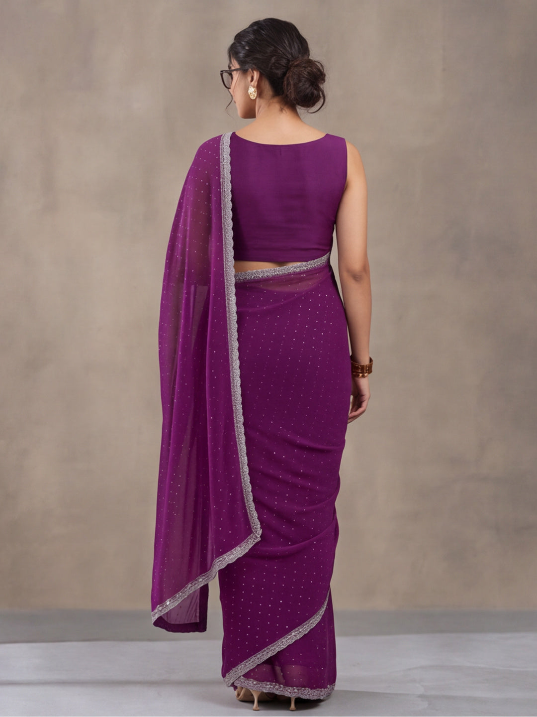 Purple Vichitra Silk Embellished Saree for Women by Jaipur Kurti