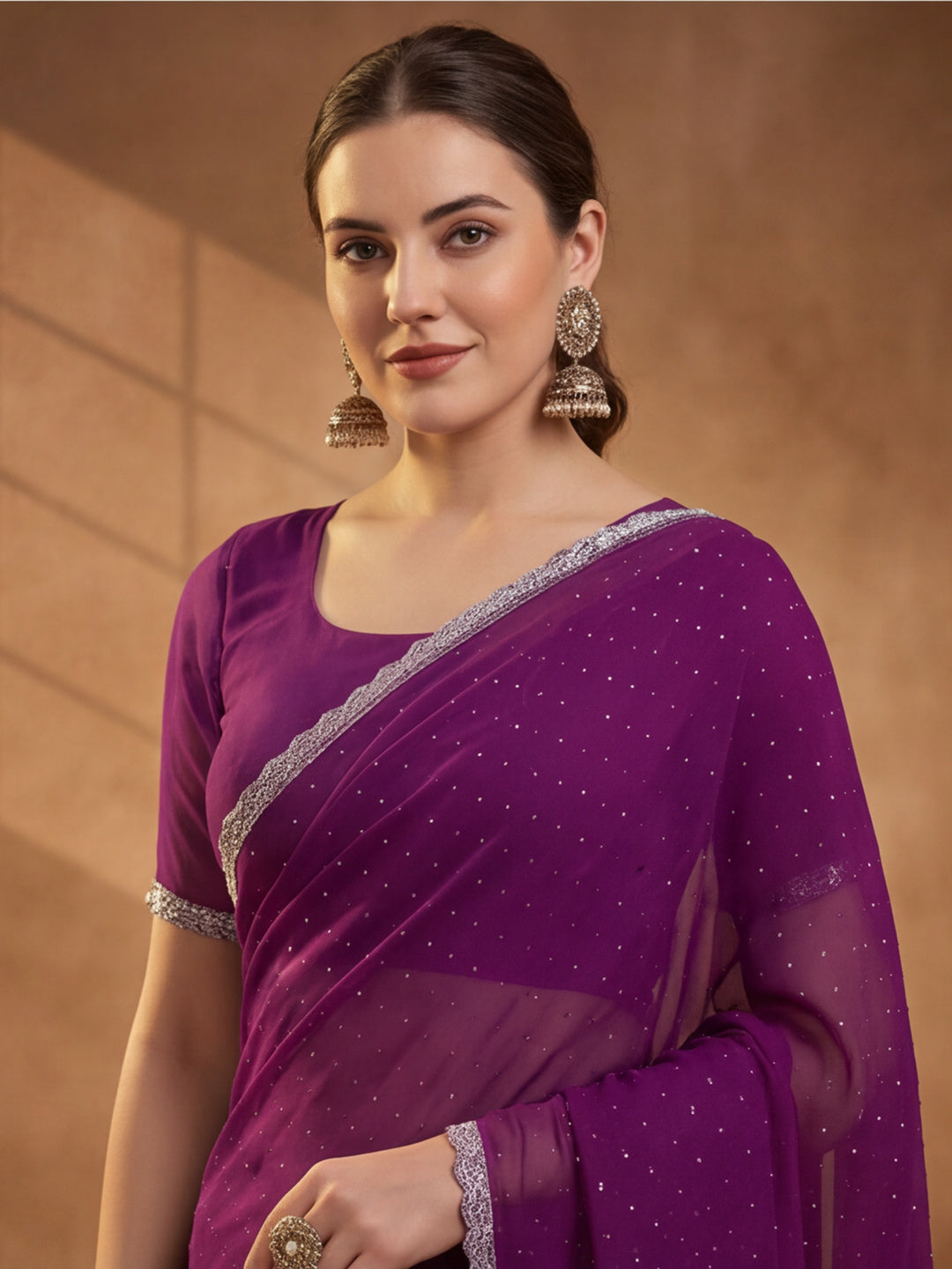 Purple Vichitra Silk Embellished Saree for Women by Jaipur Kurti