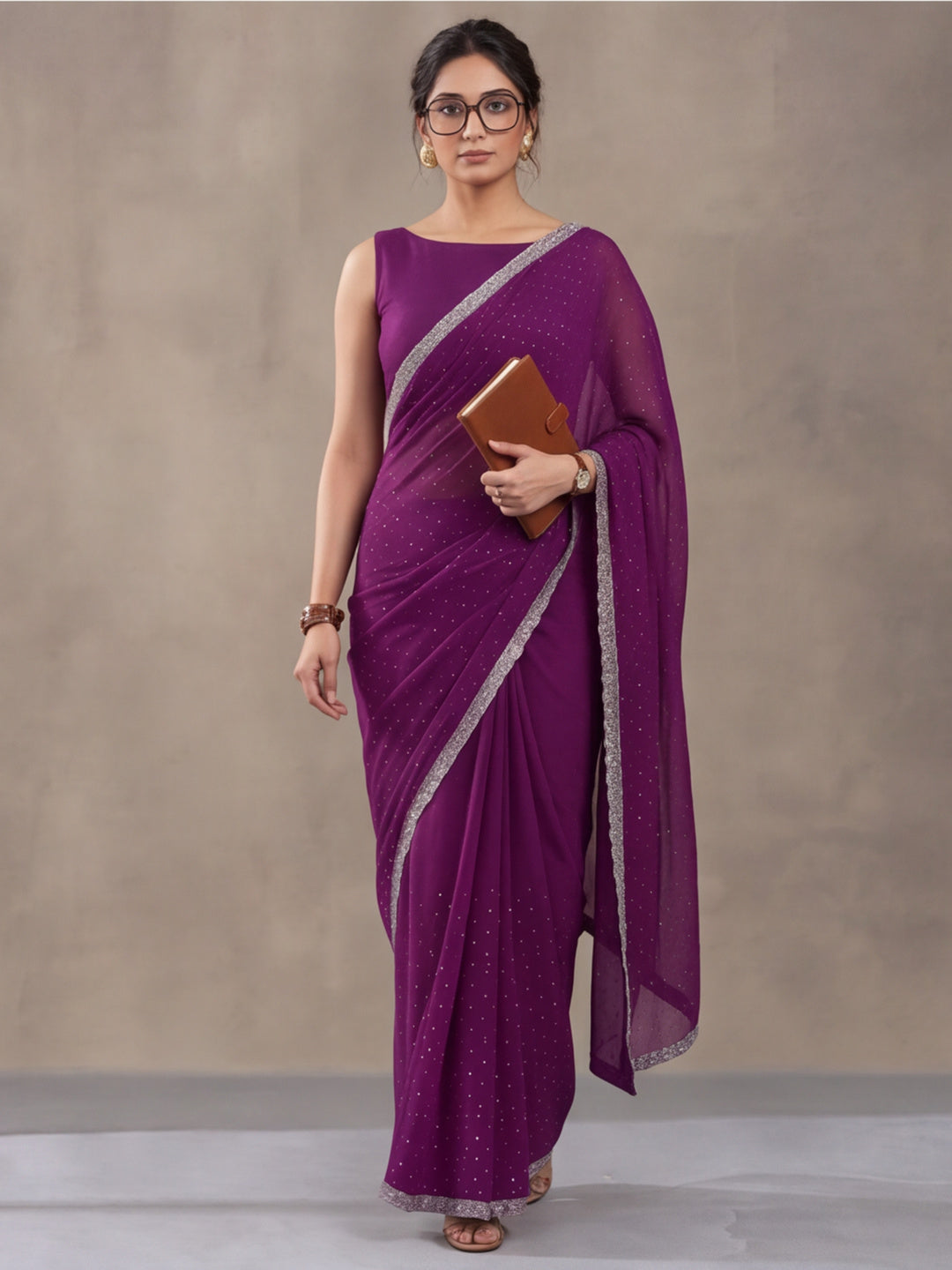 Purple Vichitra Silk Embellished Saree for Women by Jaipur Kurti