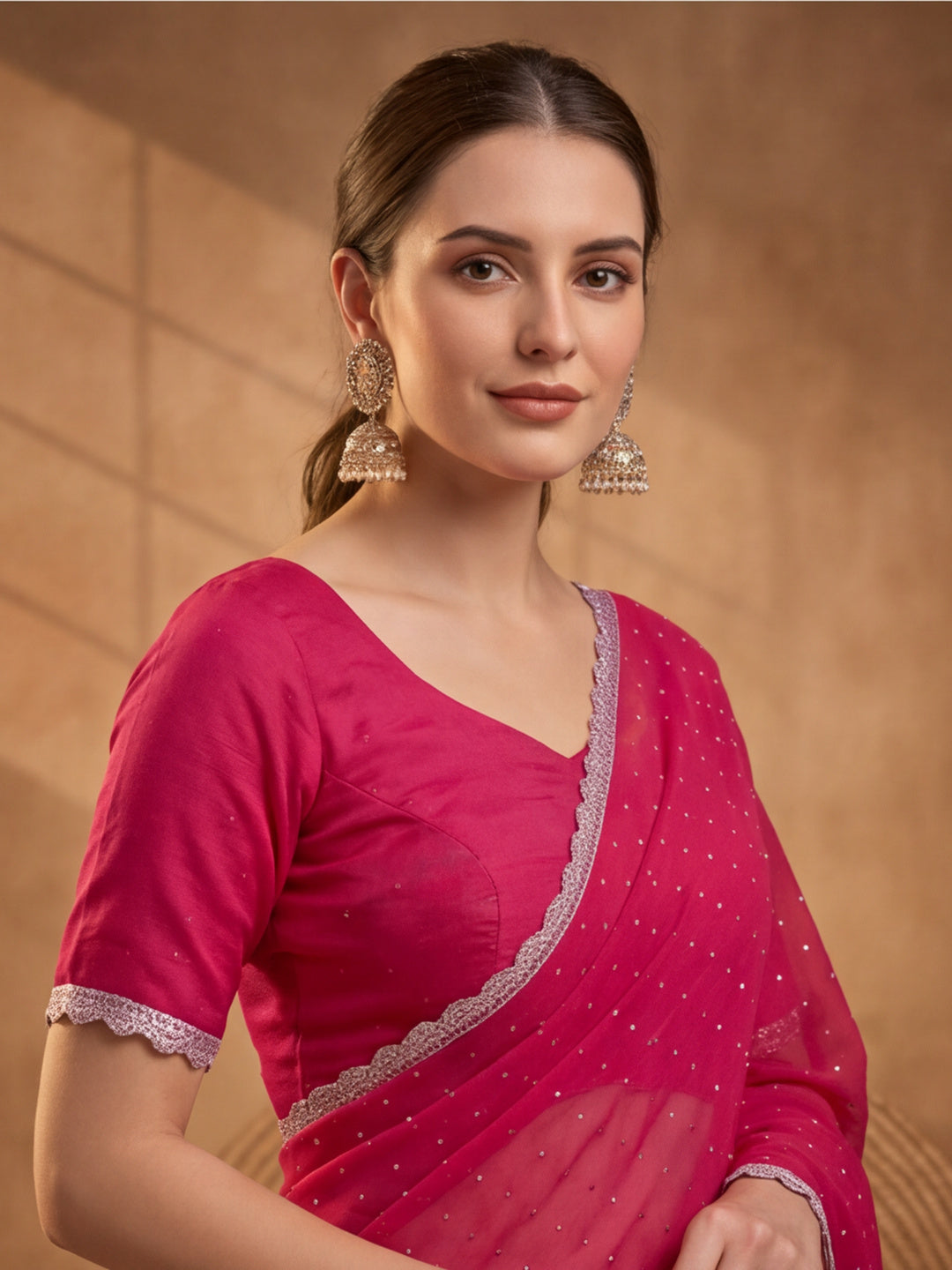 Pink Vichitra Silk Embellished Saree for Women by Jaipur Kurti
