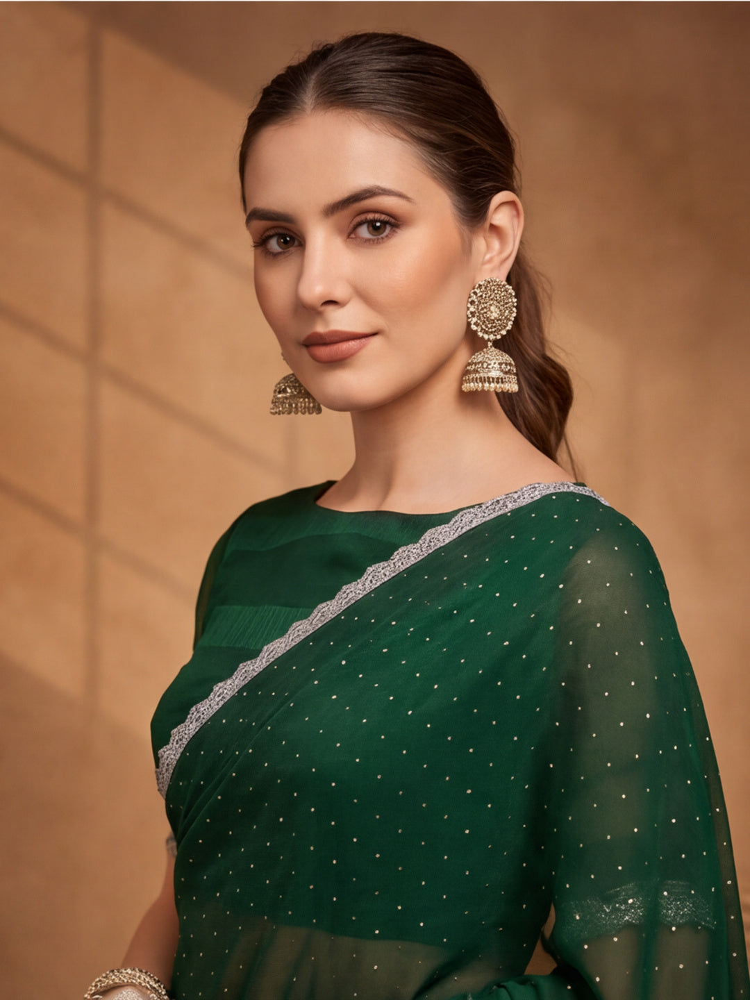 Green Vichitra Silk Embellished Saree for Women by Jaipur Kurti