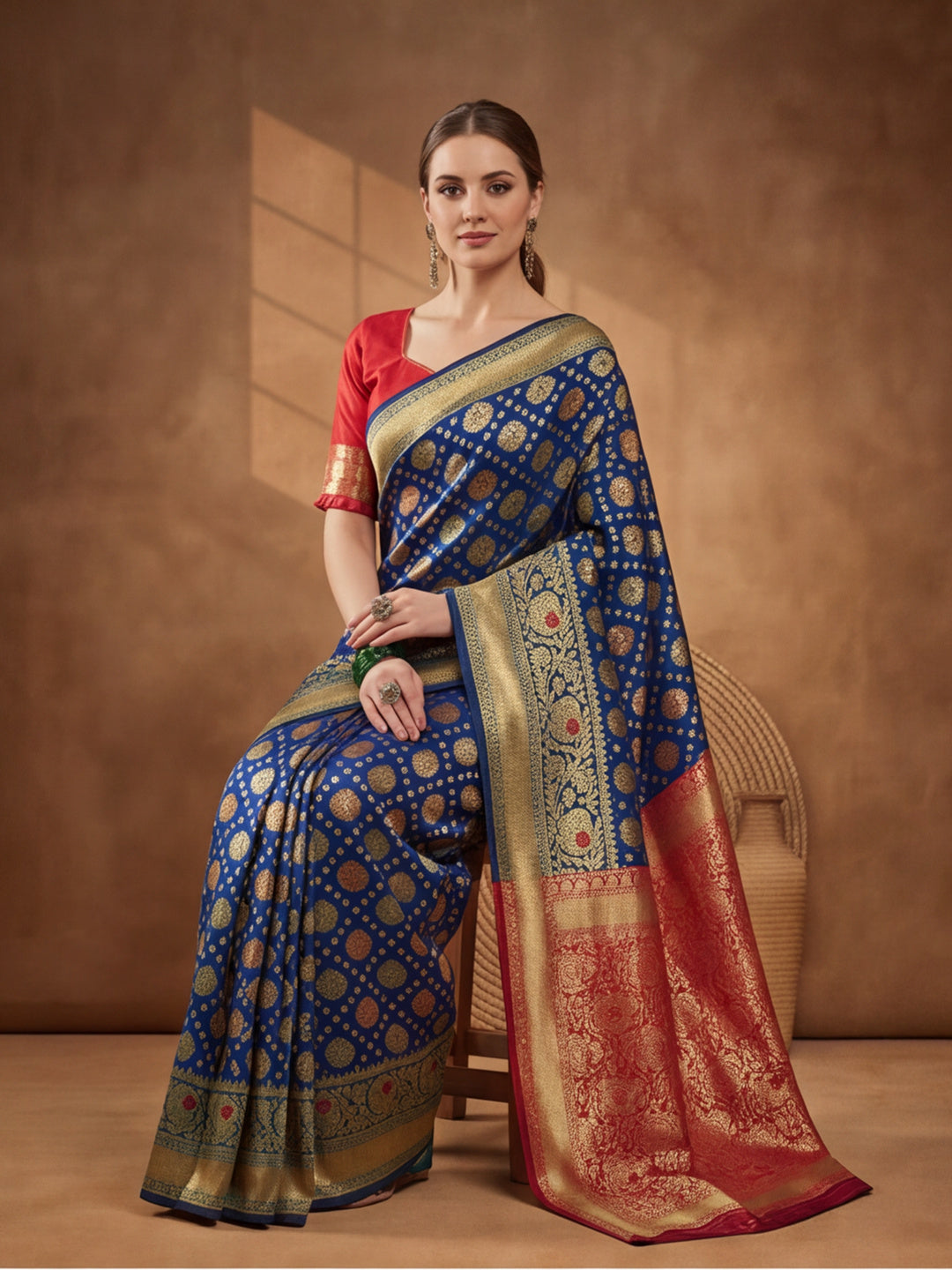 Navy Blue Nirvana: Weaving Work Banarasi Silk Saree