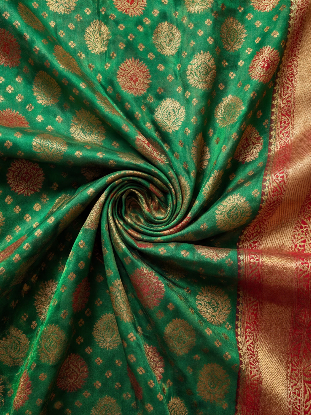 Green Goddess: Weaving Work Banarasi Silk Saree