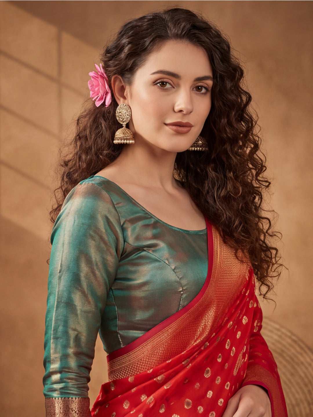 Radiant Red: Weaving Work Banarasi Silk Saree
