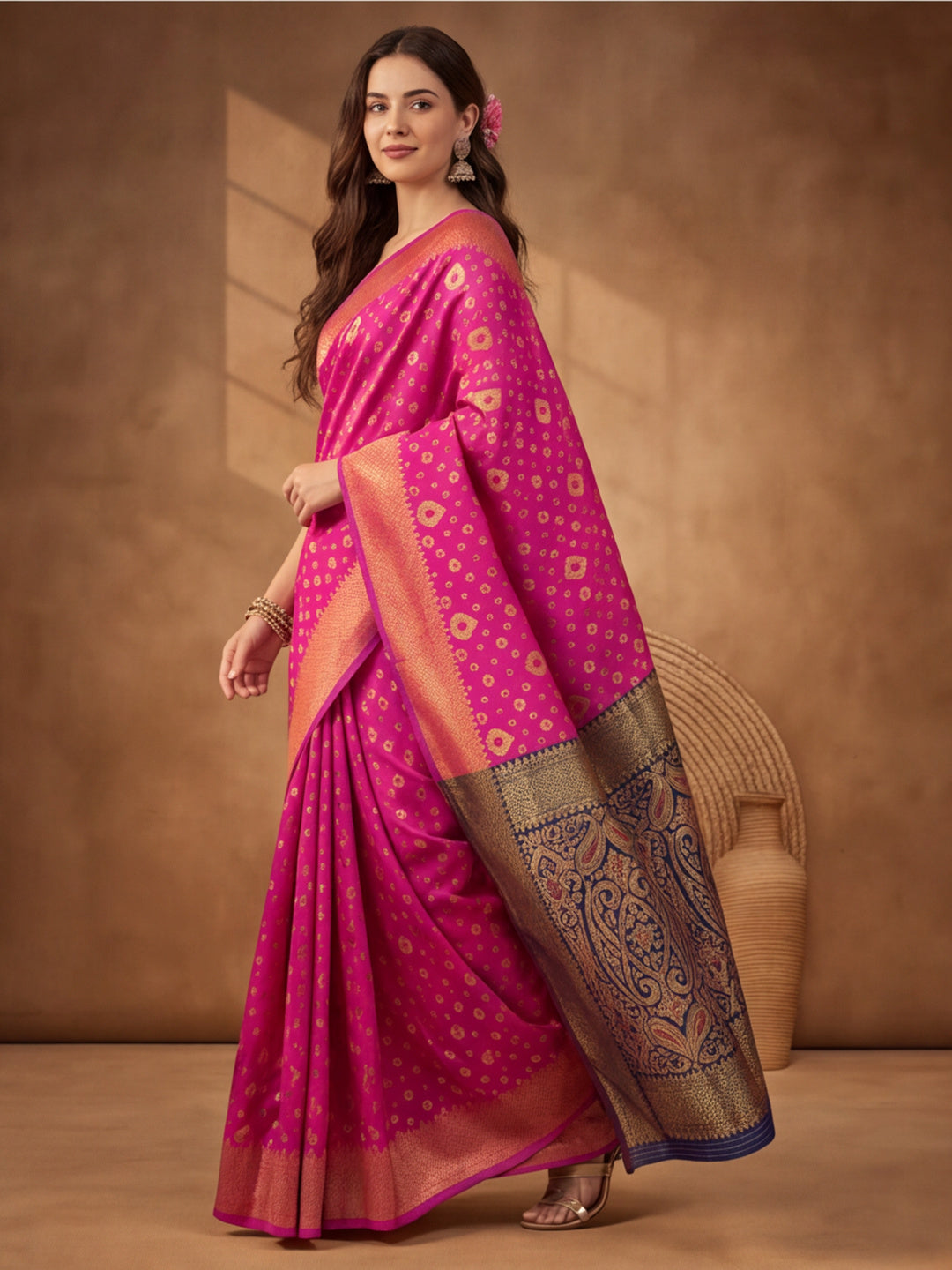 Pink Purity: Weaving Work Banarasi Silk Saree