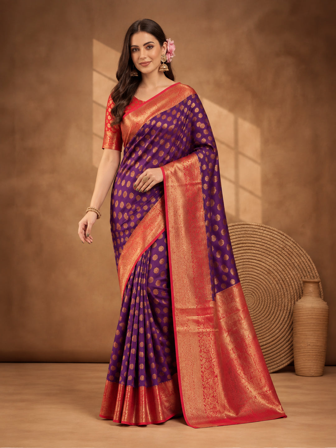 Purple Princess: Weaving Work Banarasi Silk Saree