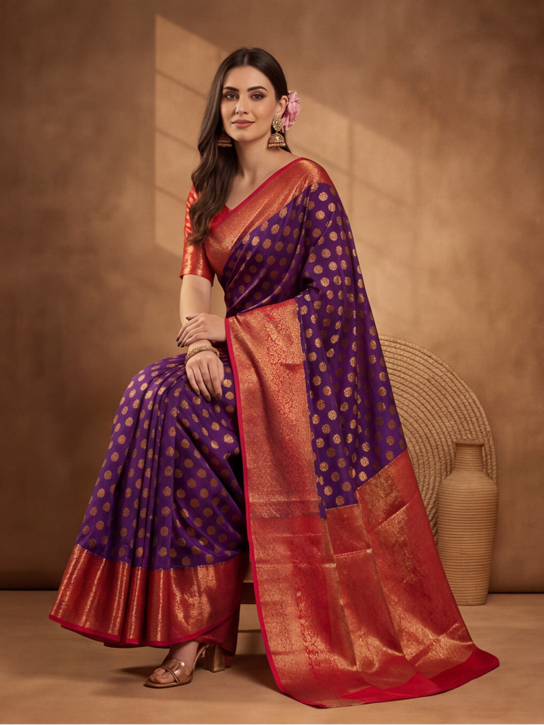 Purple Princess: Weaving Work Banarasi Silk Saree