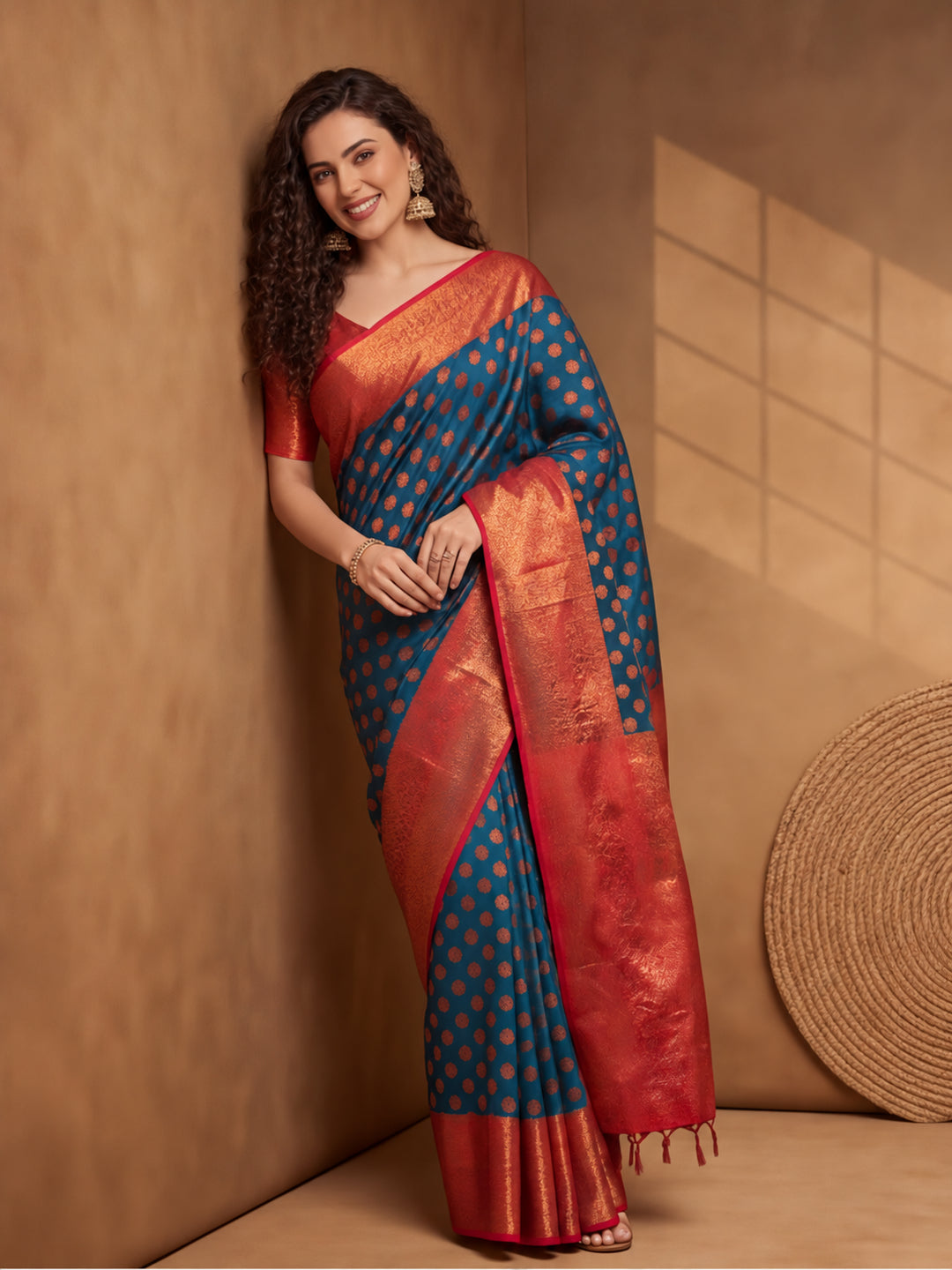 Teal Tranquility: Weaving Work Banarasi Silk Saree