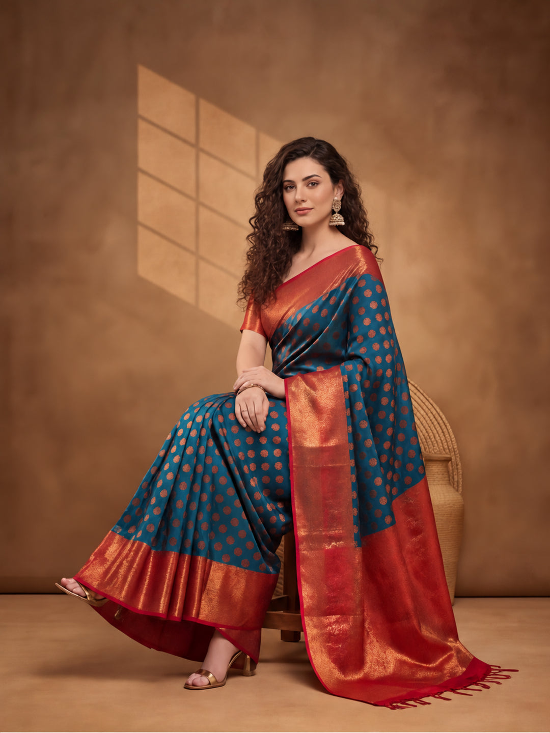 Teal Tranquility: Weaving Work Banarasi Silk Saree