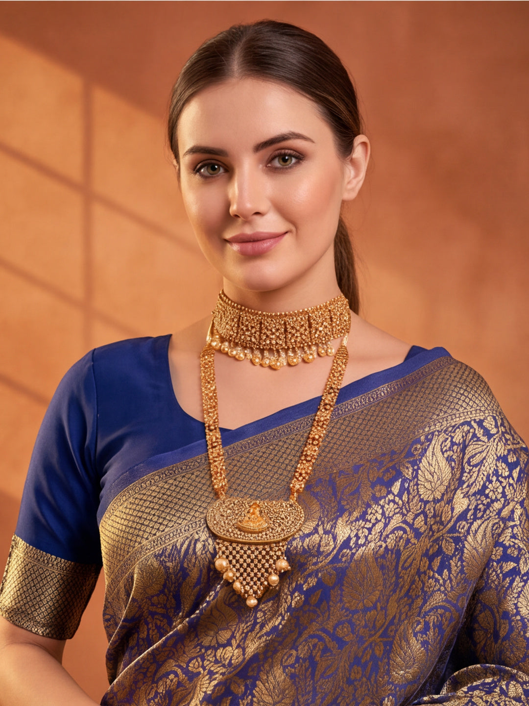 Jaipur Kurti Women'S Neavy Blue Colour Designer Weaving Saree