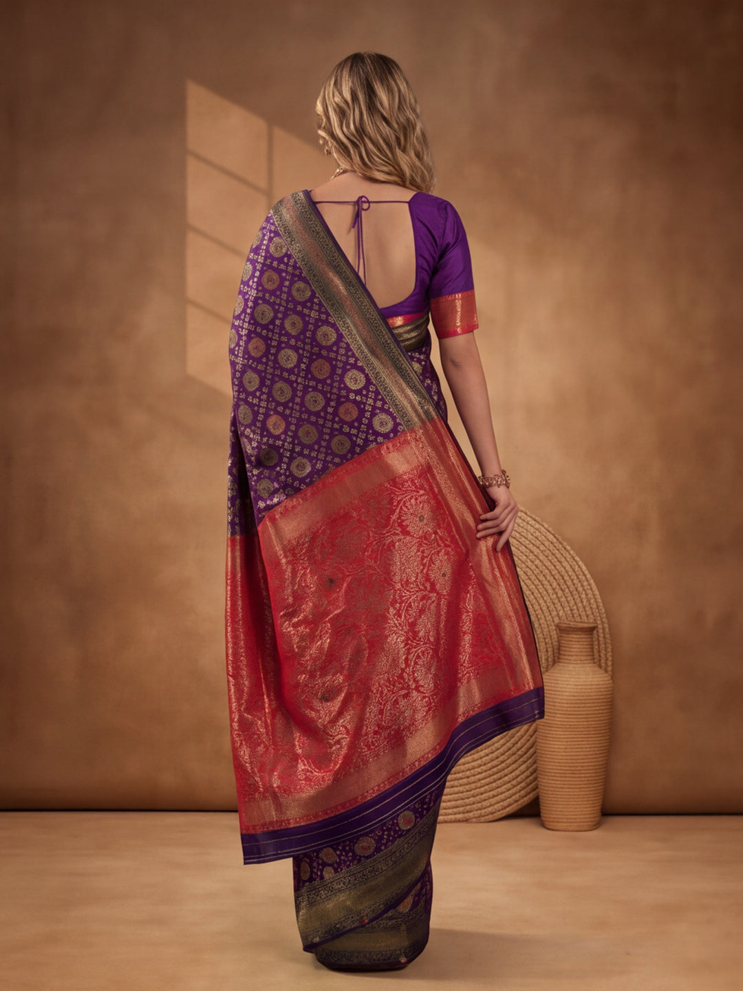 Plum Paradise: Weaving Work Banarasi Silk Saree