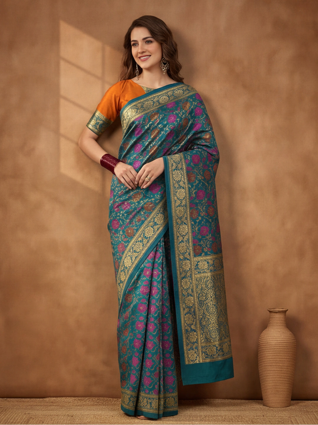 Jaipur Kurti Women'S Multi Colour Designer Weaving Saree