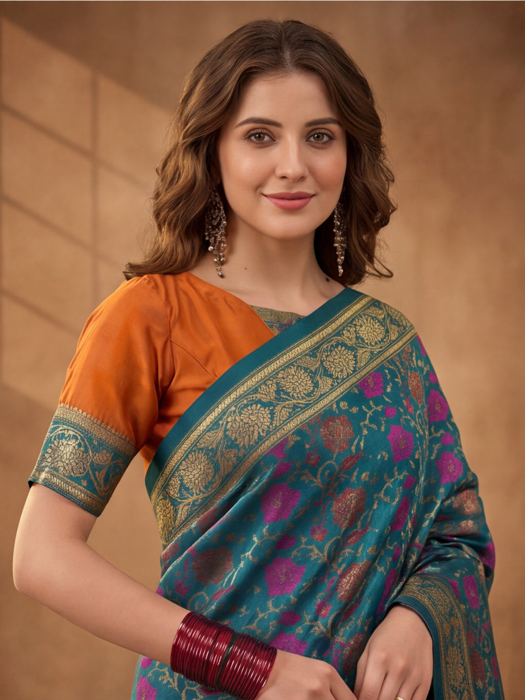 Jaipur Kurti Women'S Multi Colour Designer Weaving Saree