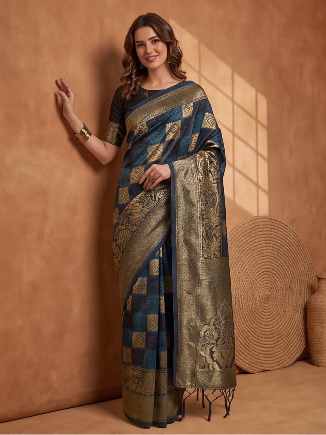Jaipur Kurti Women'S Designer Weaving Work Multi Saree