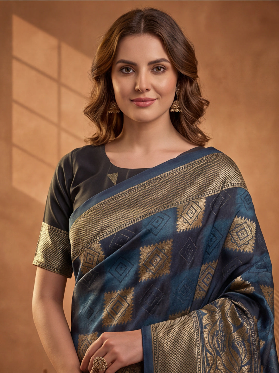 Jaipur Kurti Women'S Designer Weaving Work Multi Saree