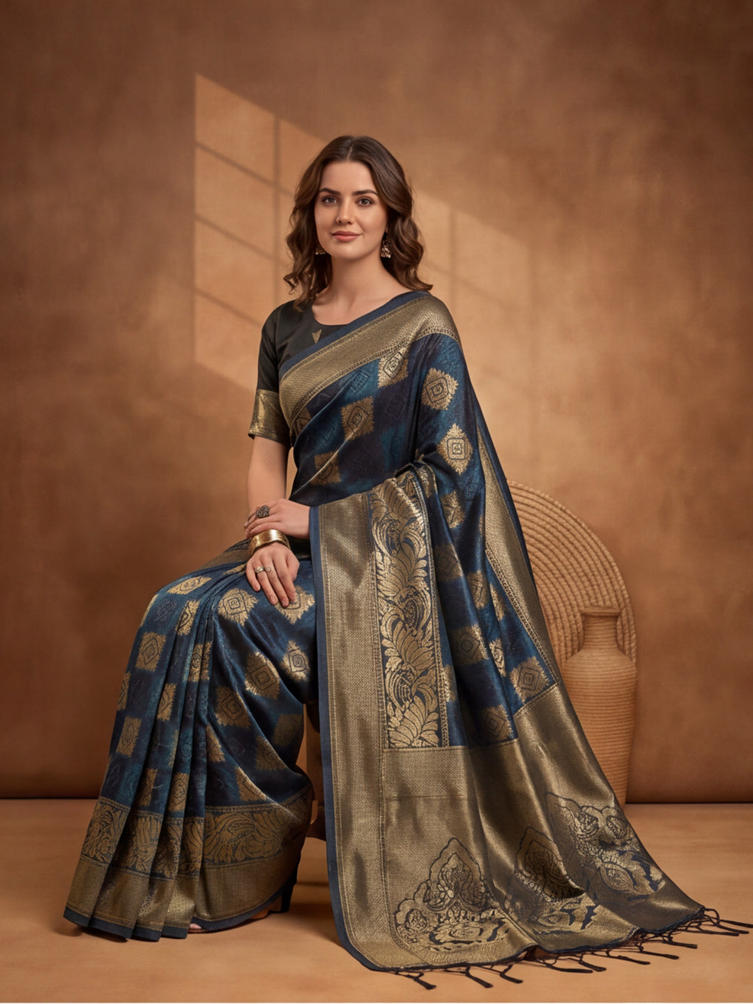 Jaipur Kurti Women'S Designer Weaving Work Multi Saree