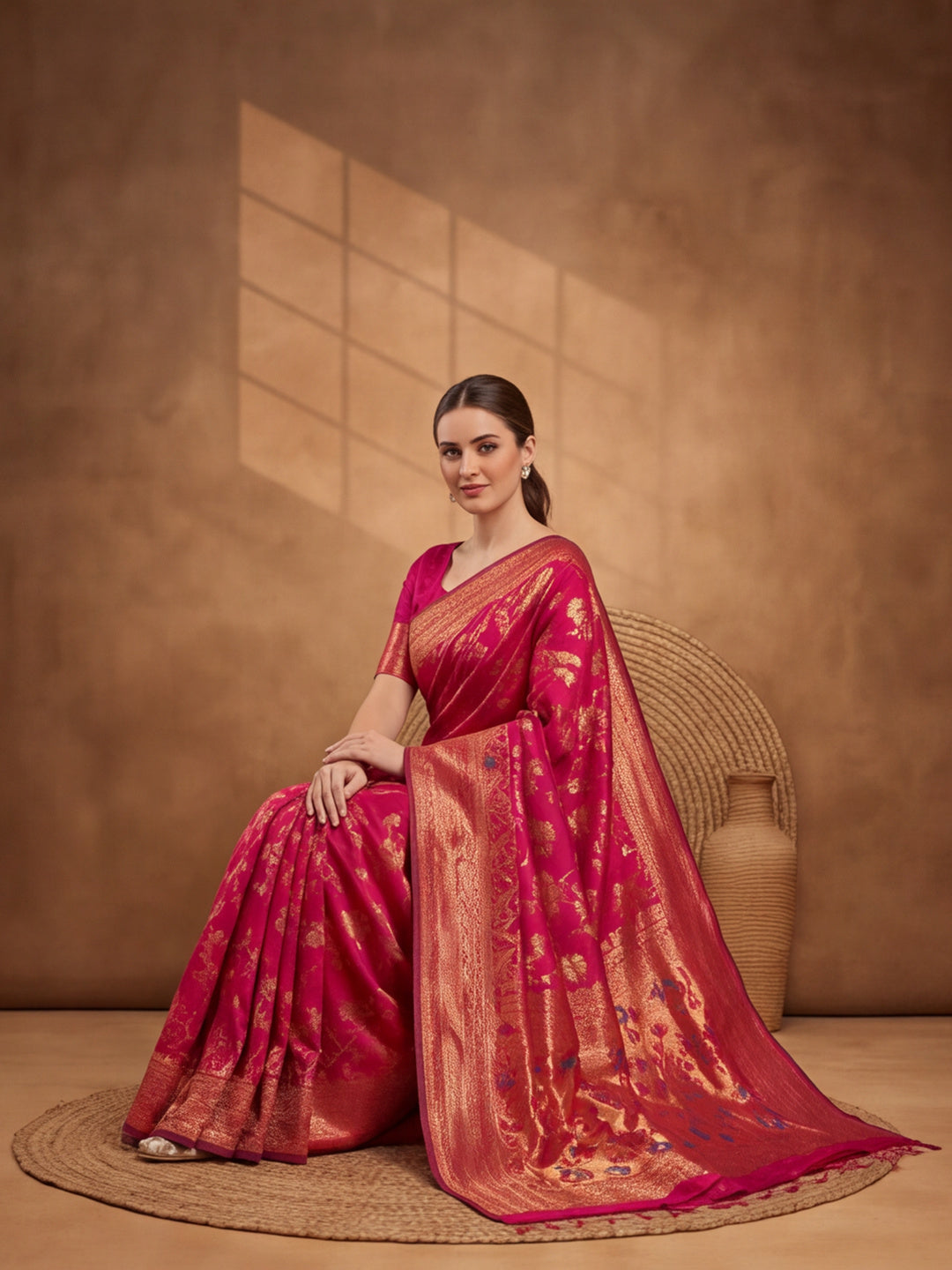 Pink Paradise: Weaving Work Banarasi Silk Saree