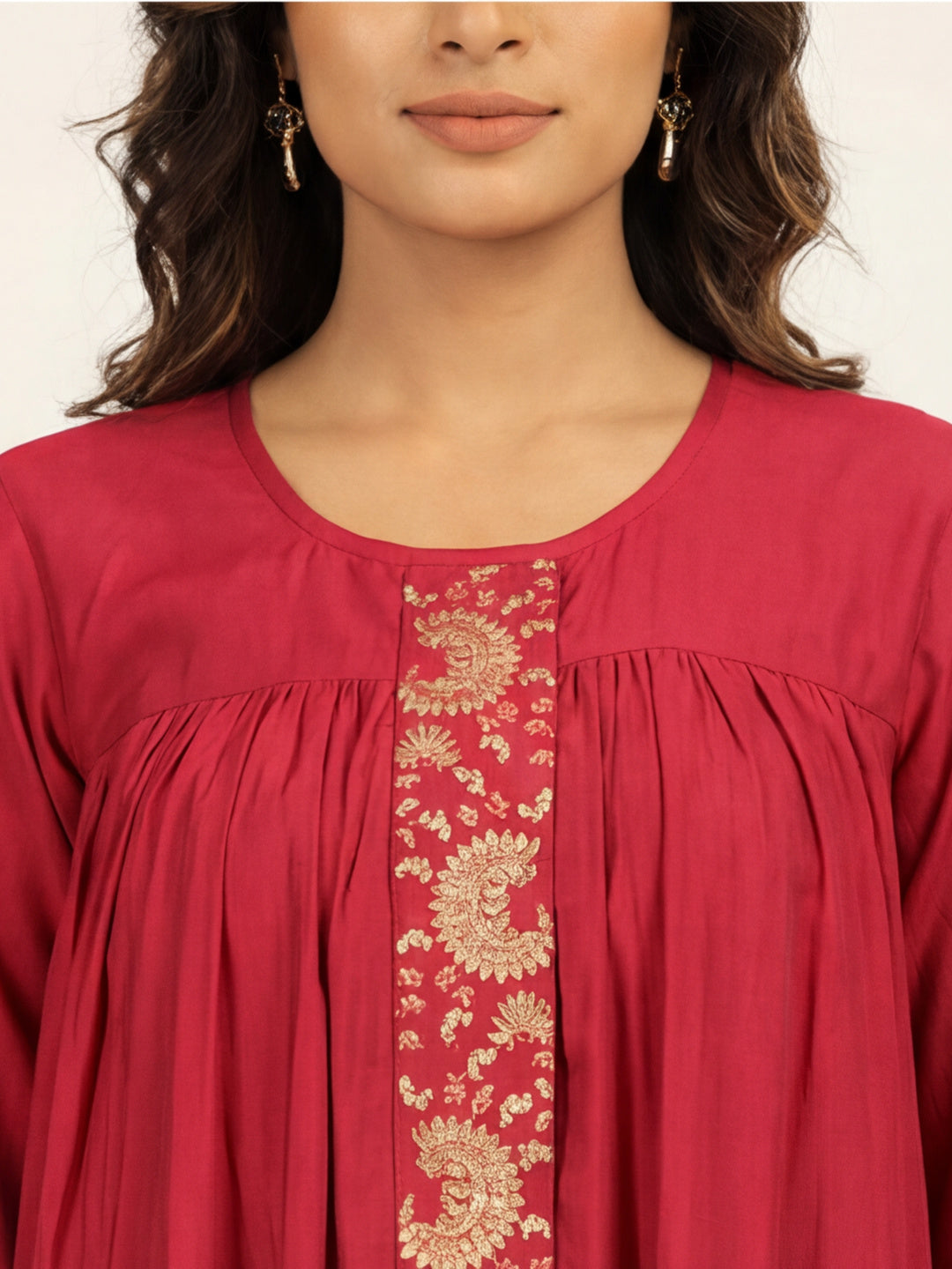 Magenta Resham Embroidered Festive Co-ord Set