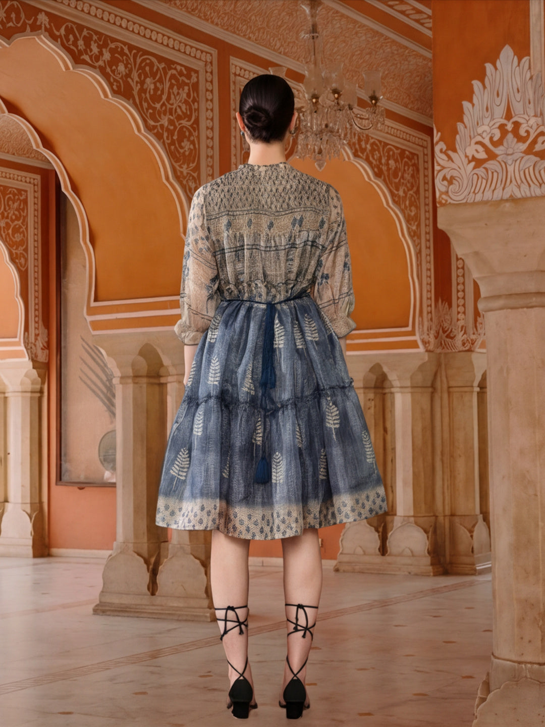 Floral Printed A-Line Cotton Blend Ethnic Dress
