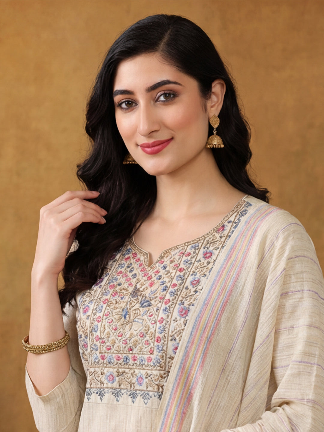 Solid Printed Straight Kurta & Trousers Sets