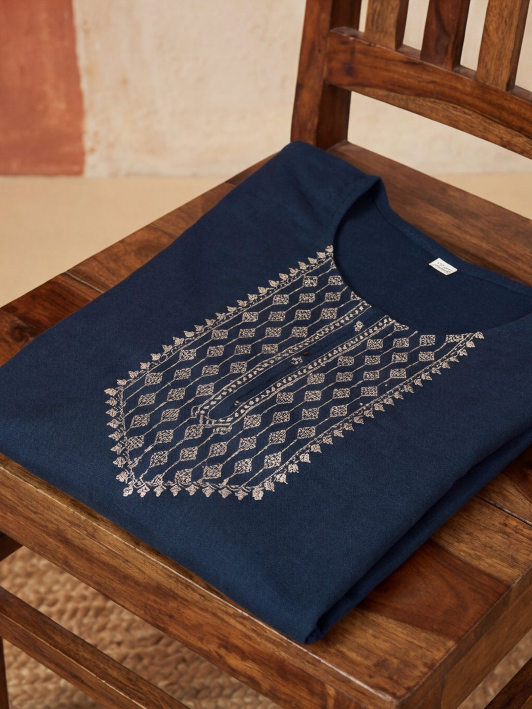 Teal Embroidered Sleeveless Kurta