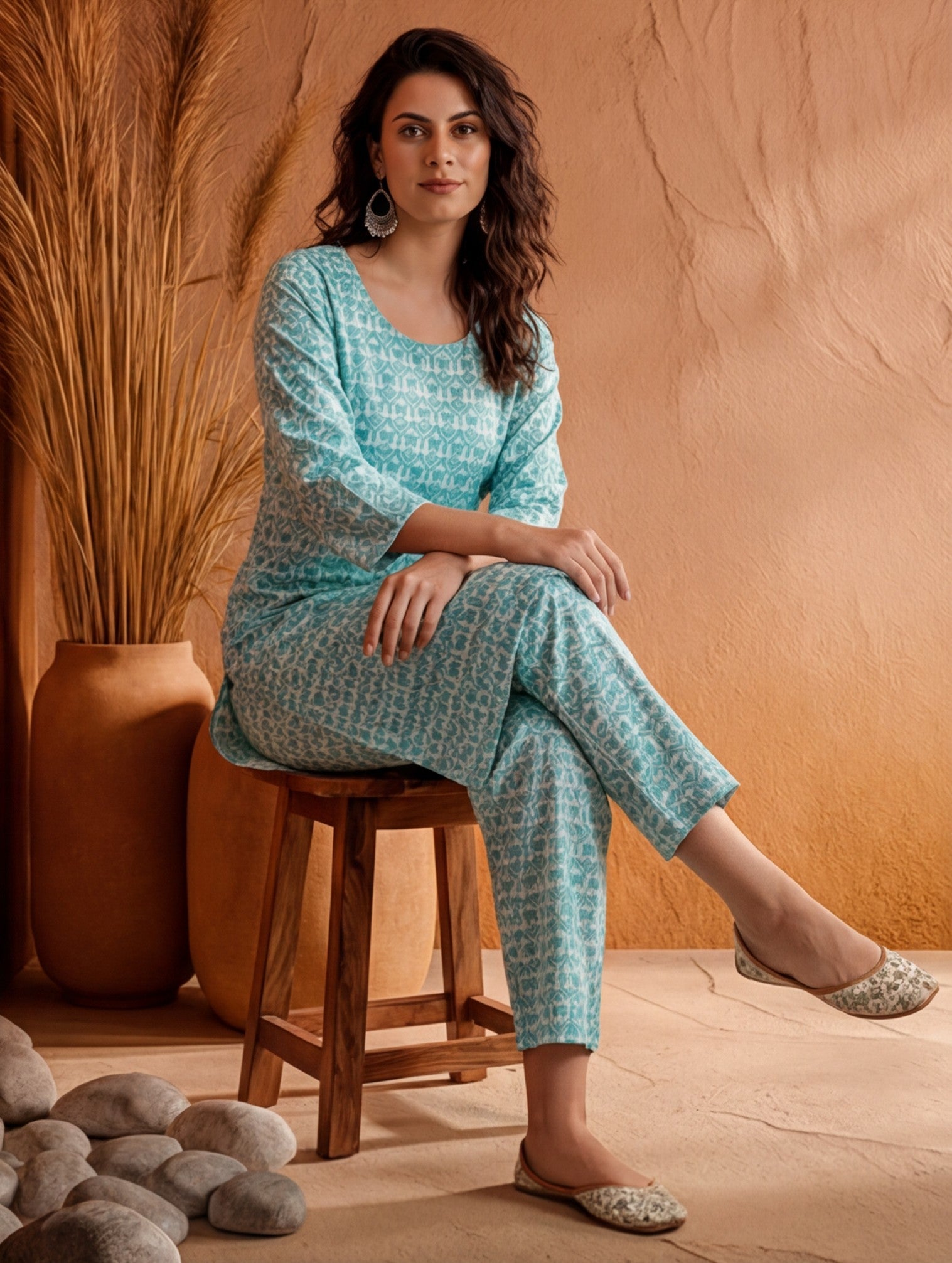 Floral Printed Straight Kurta & Trousers Sets