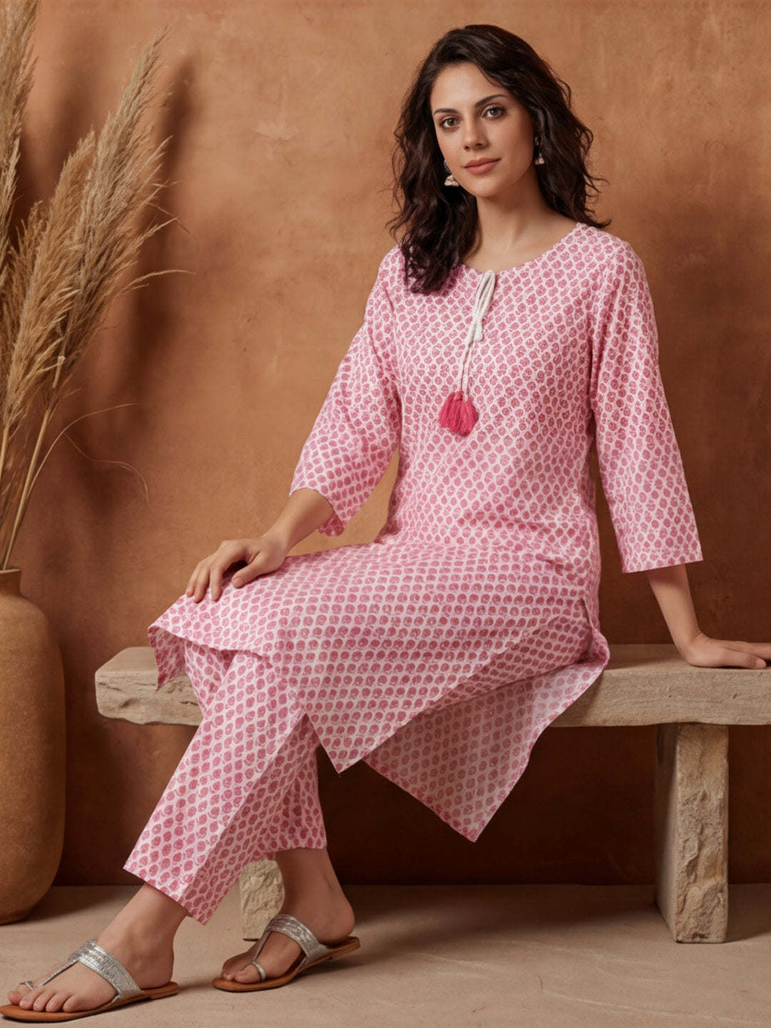 Floral Printed Straight Kurta & Trousers Sets
