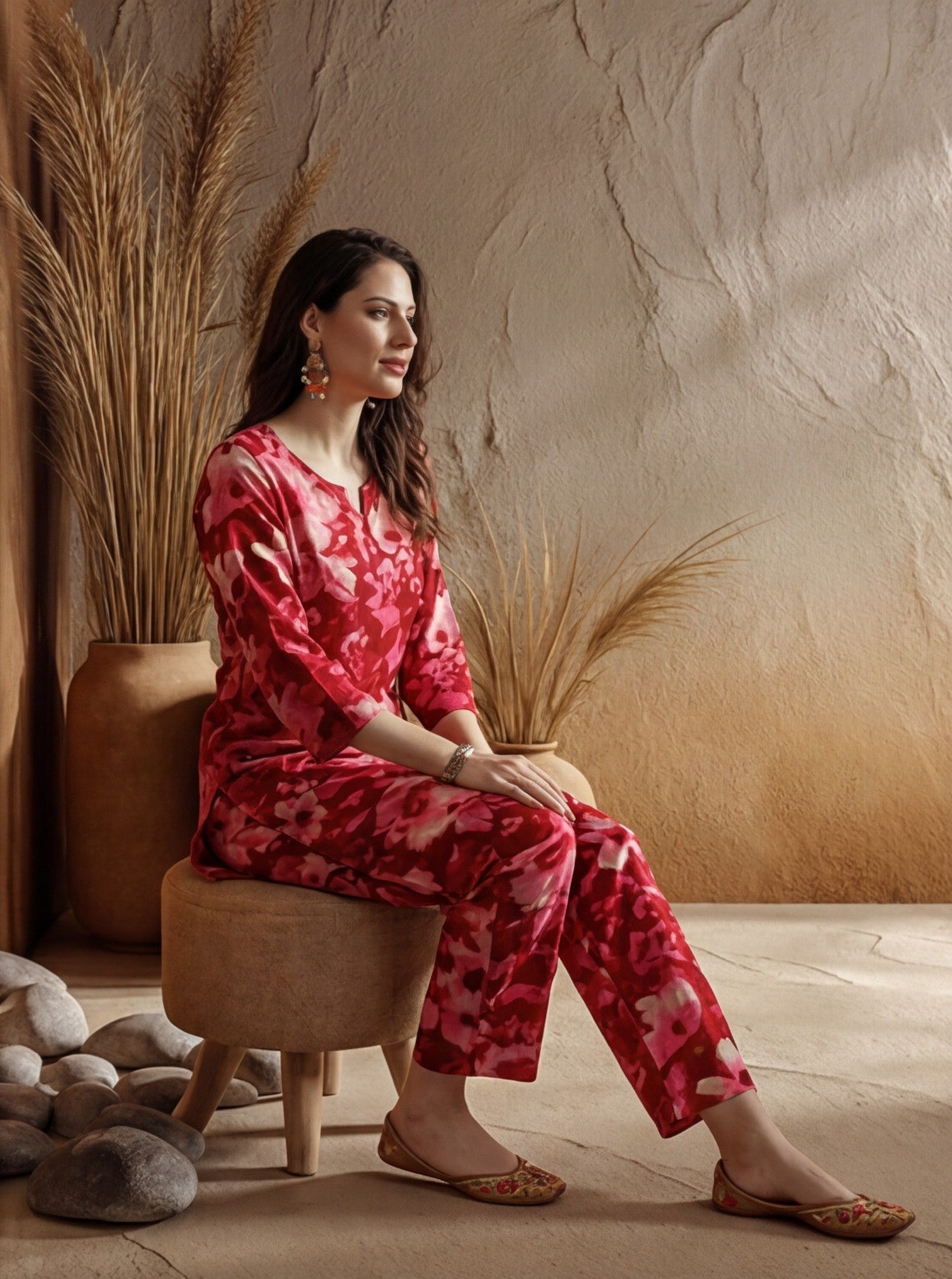 Floral Printed Straight Kurta & Trousers Sets
