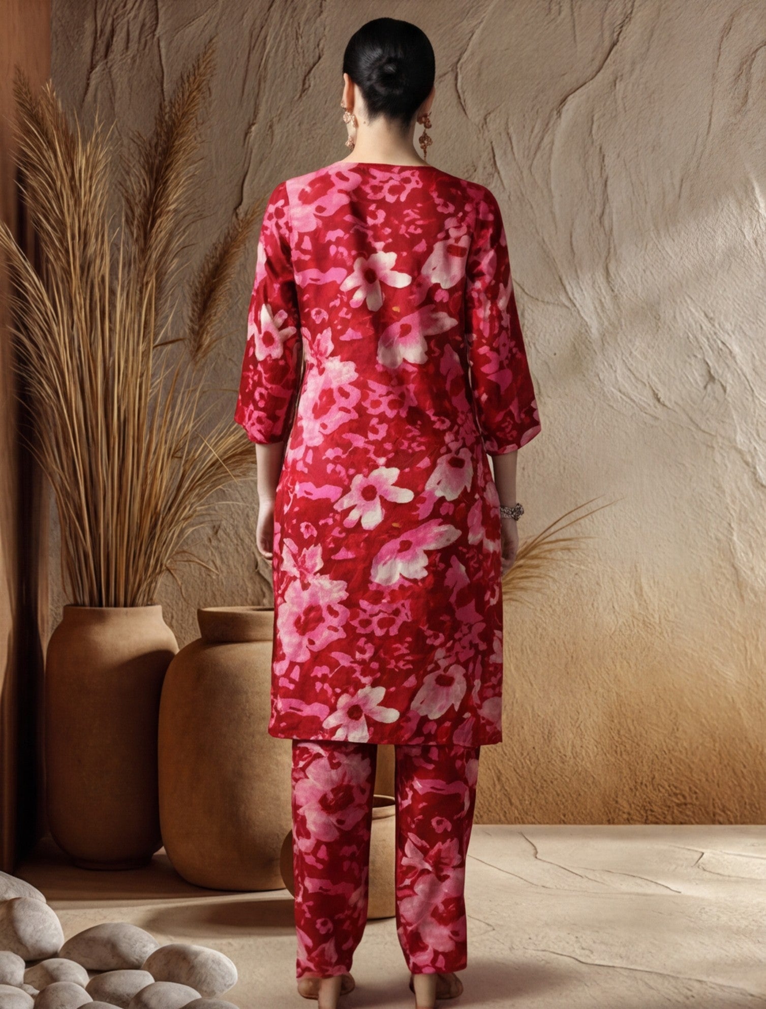 Floral Printed Straight Kurta & Trousers Sets
