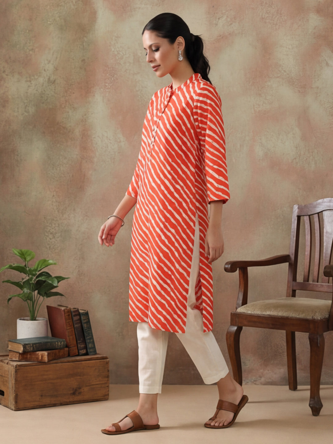 Leheriya Printed Straight Kurta