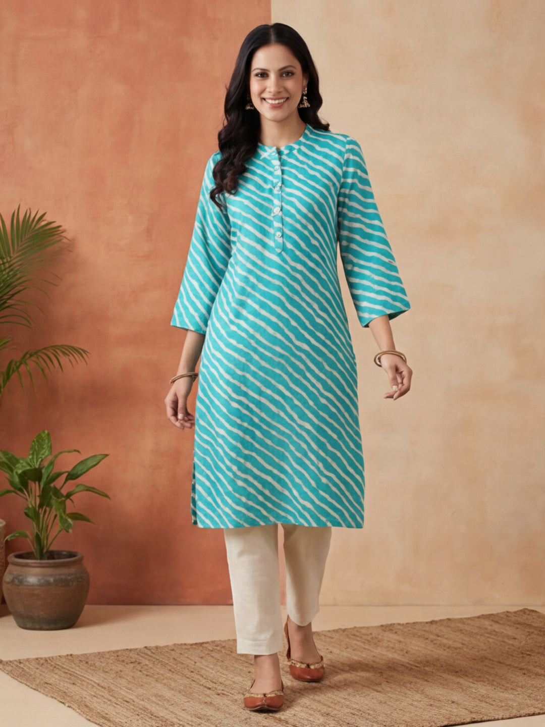 Leheriya Printed Straight Kurta