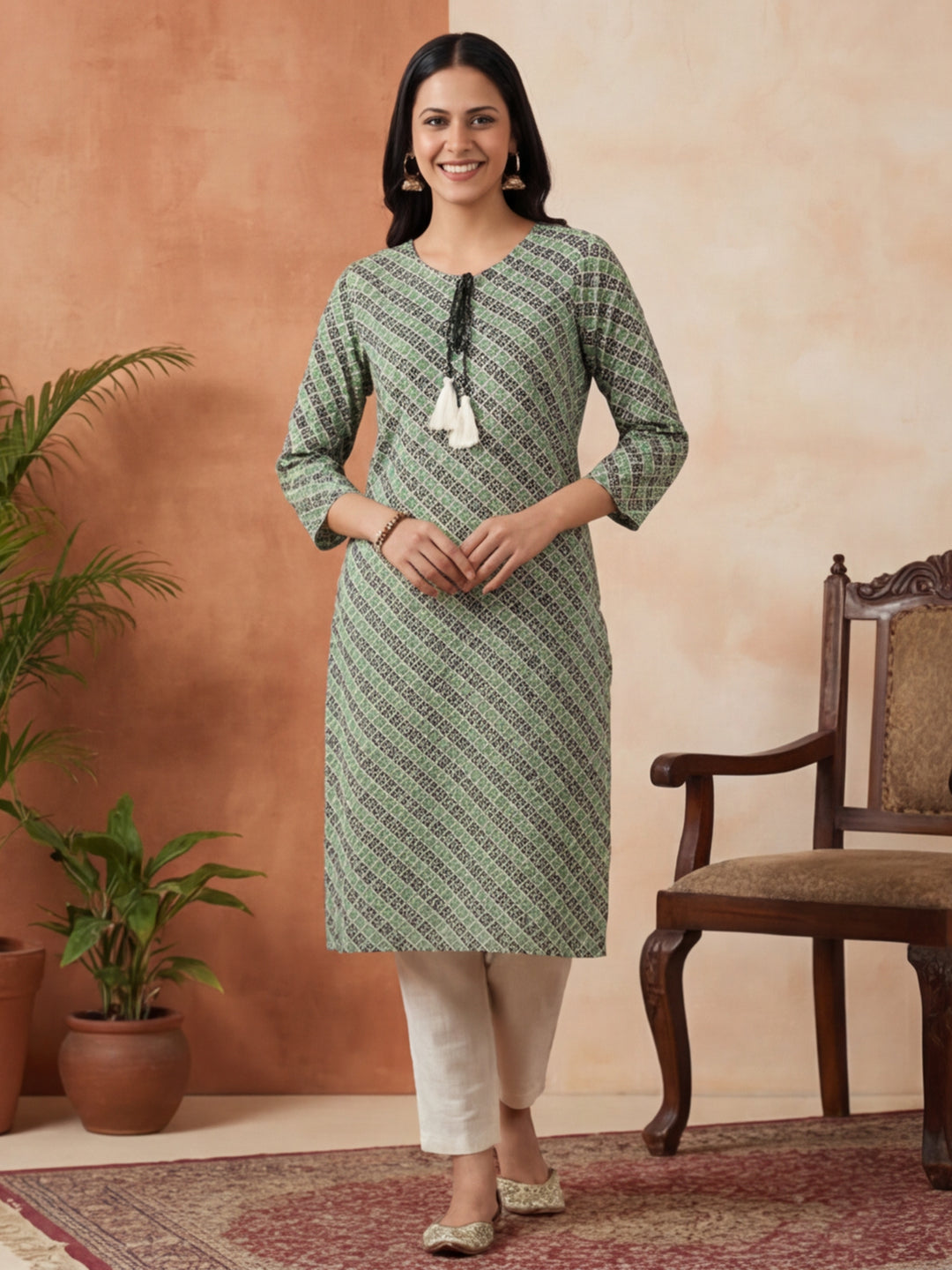 Floral Printed Straight Kurta