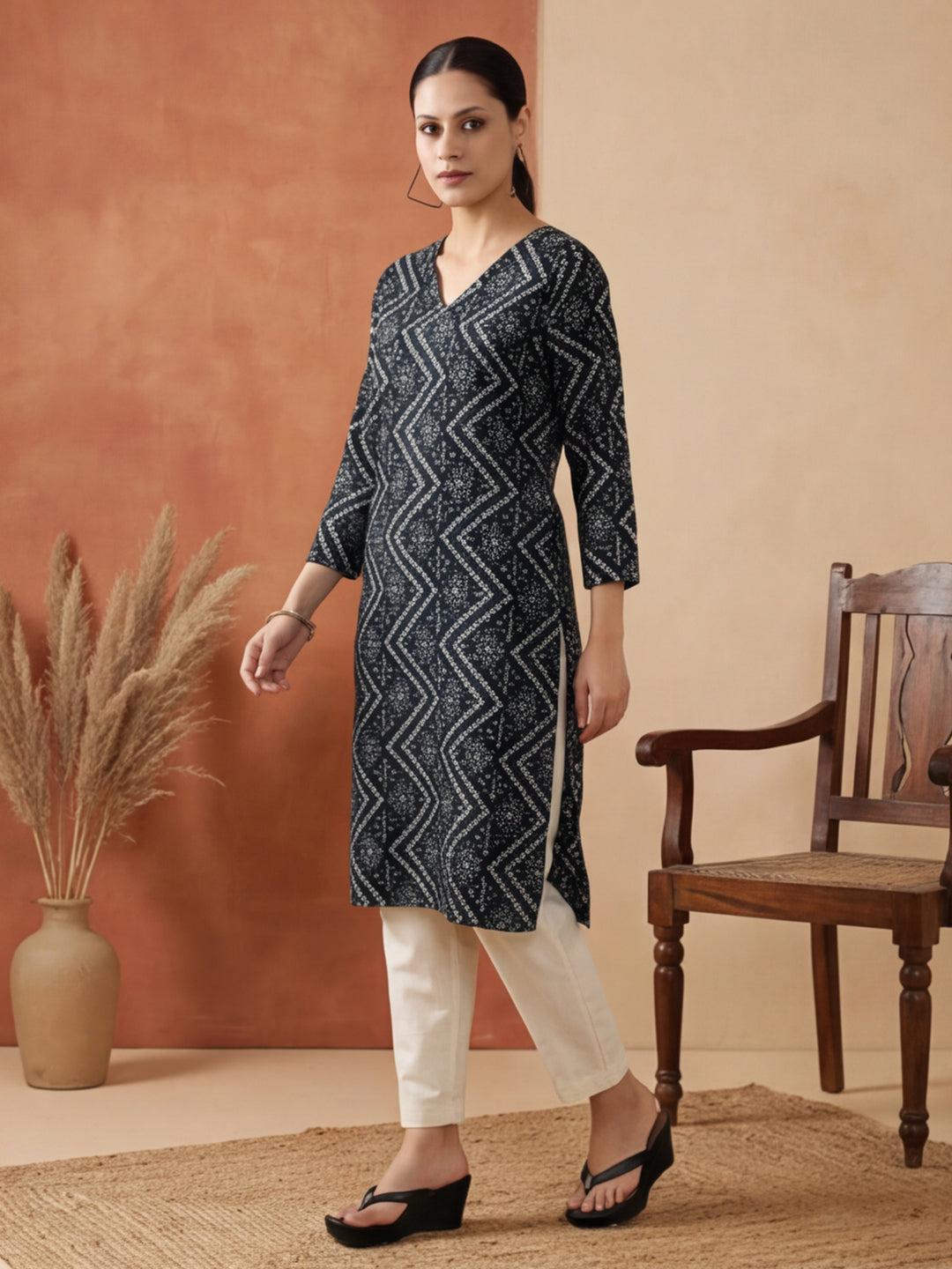 Floral Printed Straight Kurta