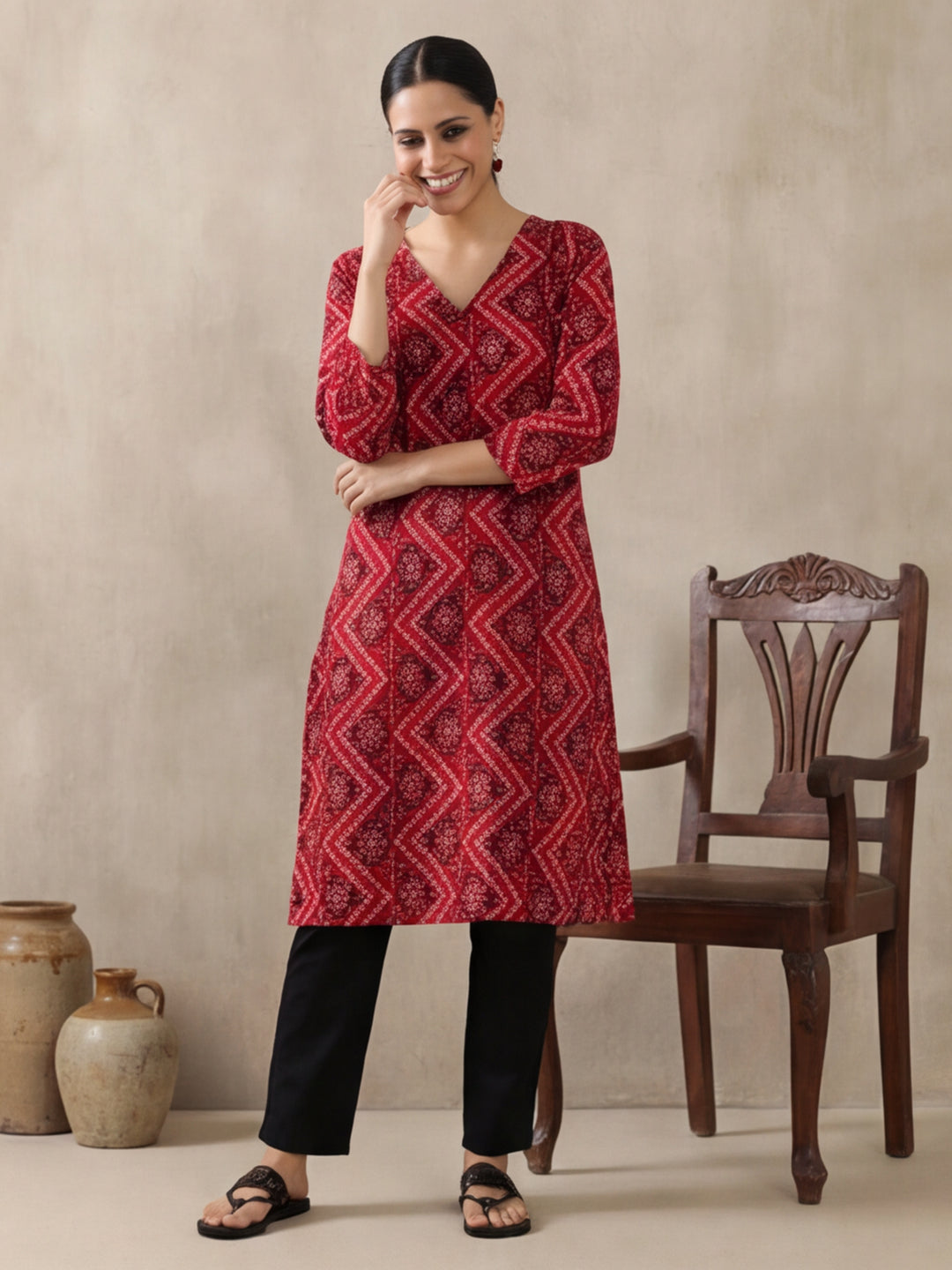 Floral Printed Straight Kurta