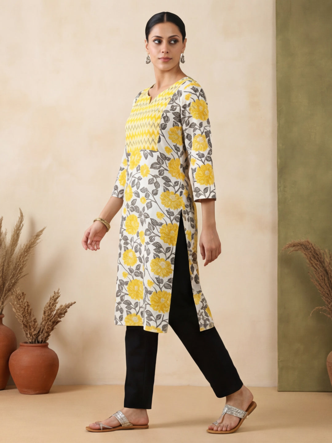 Floral Printed Straight Kurta