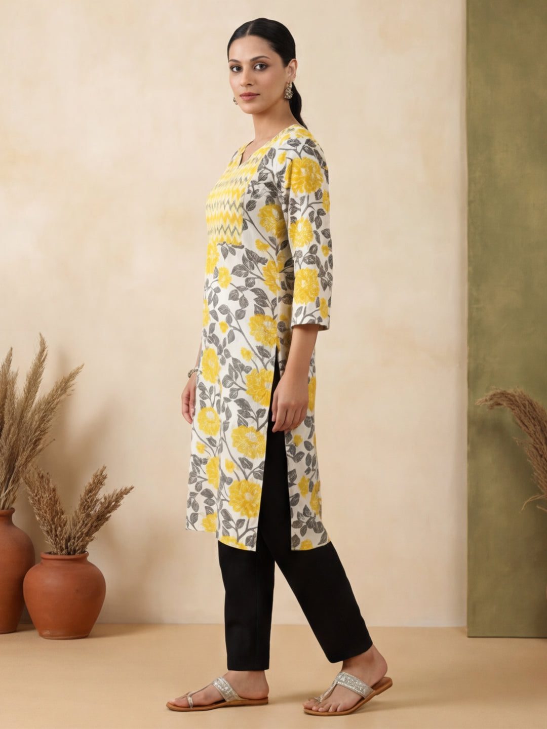 Floral Printed Straight Kurta
