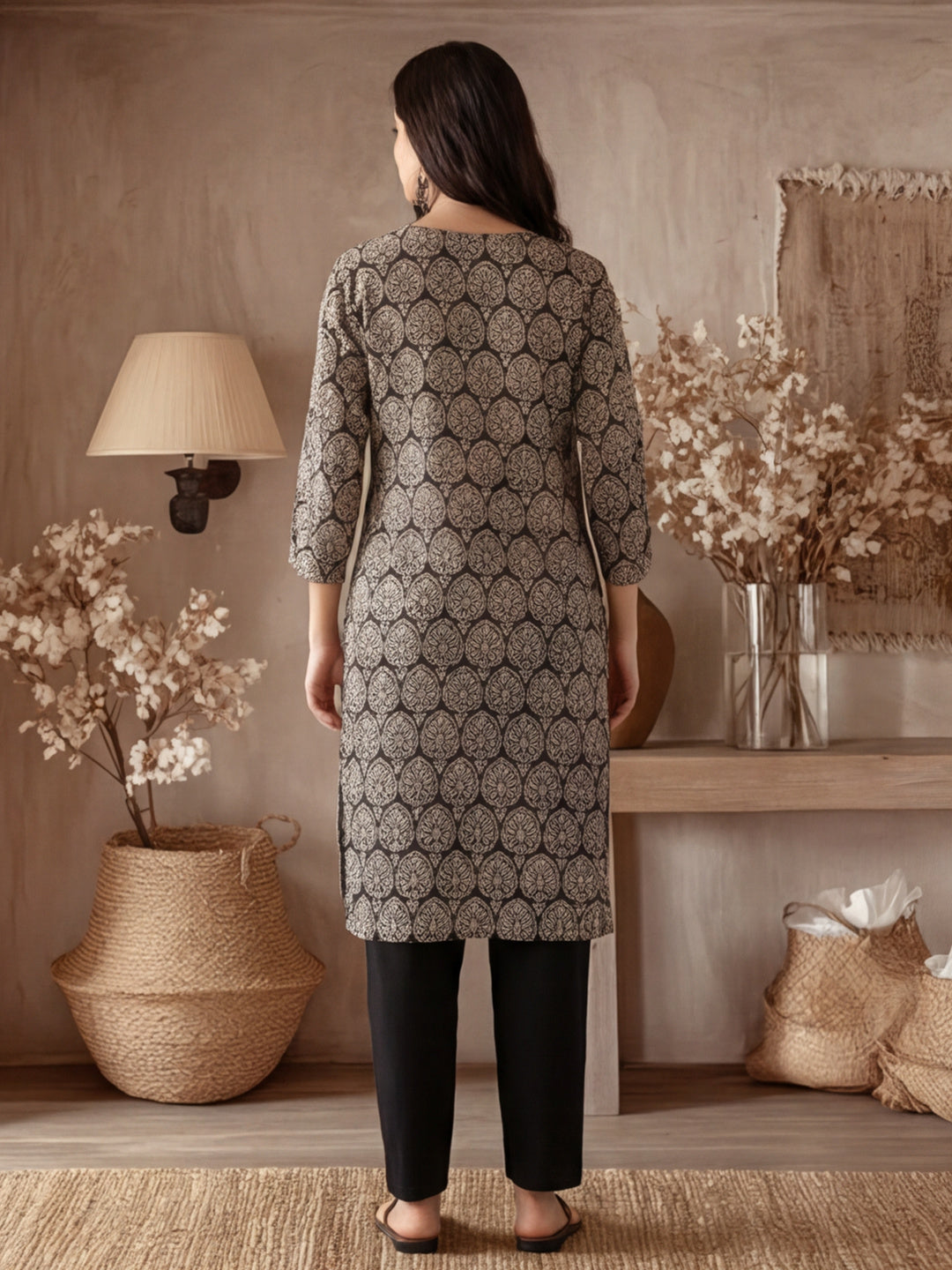 Floral Printed Straight Kurta