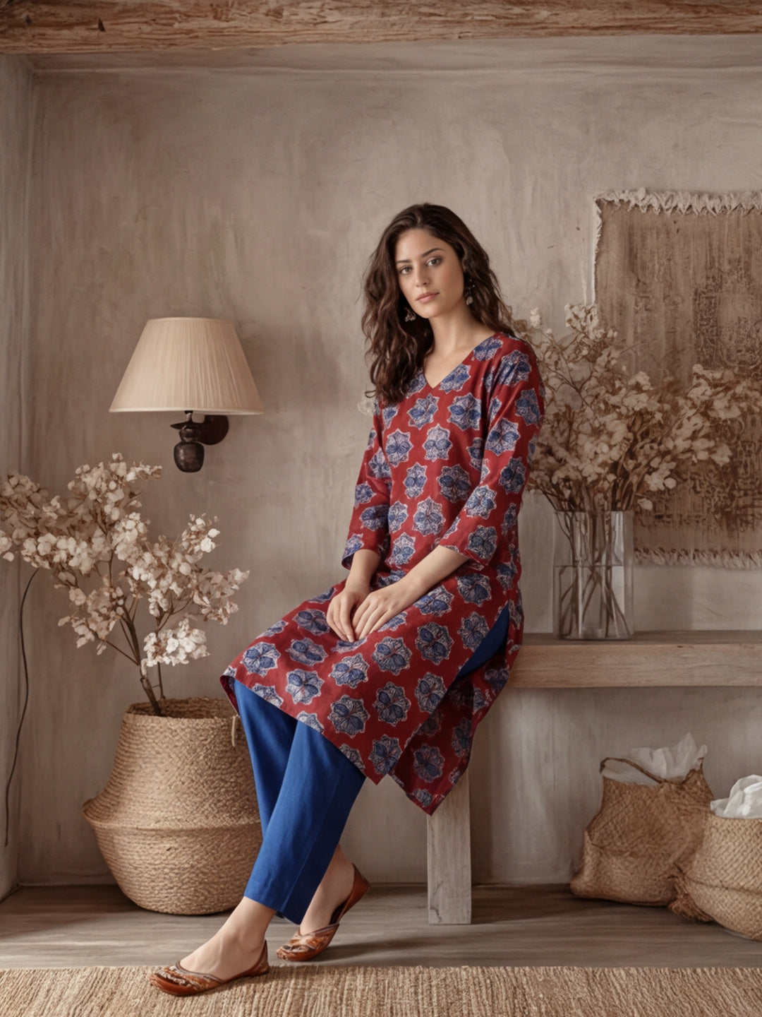 Floral Printed Straight Kurta