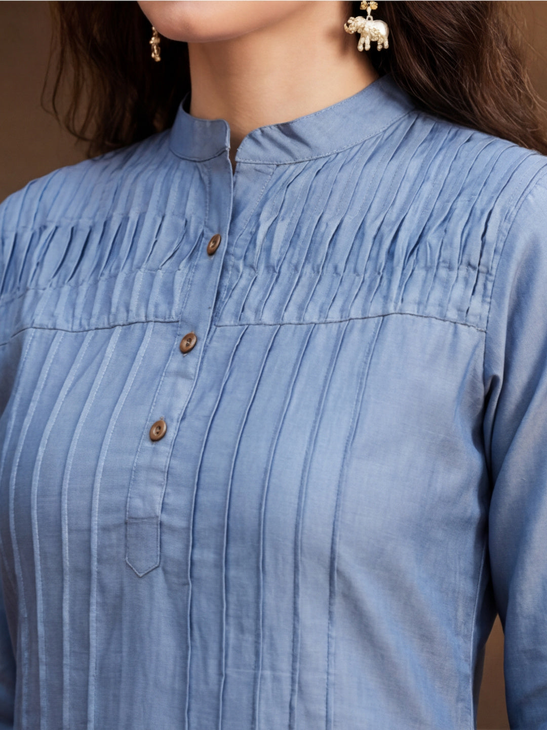Grey Pintuck Straight Kurta