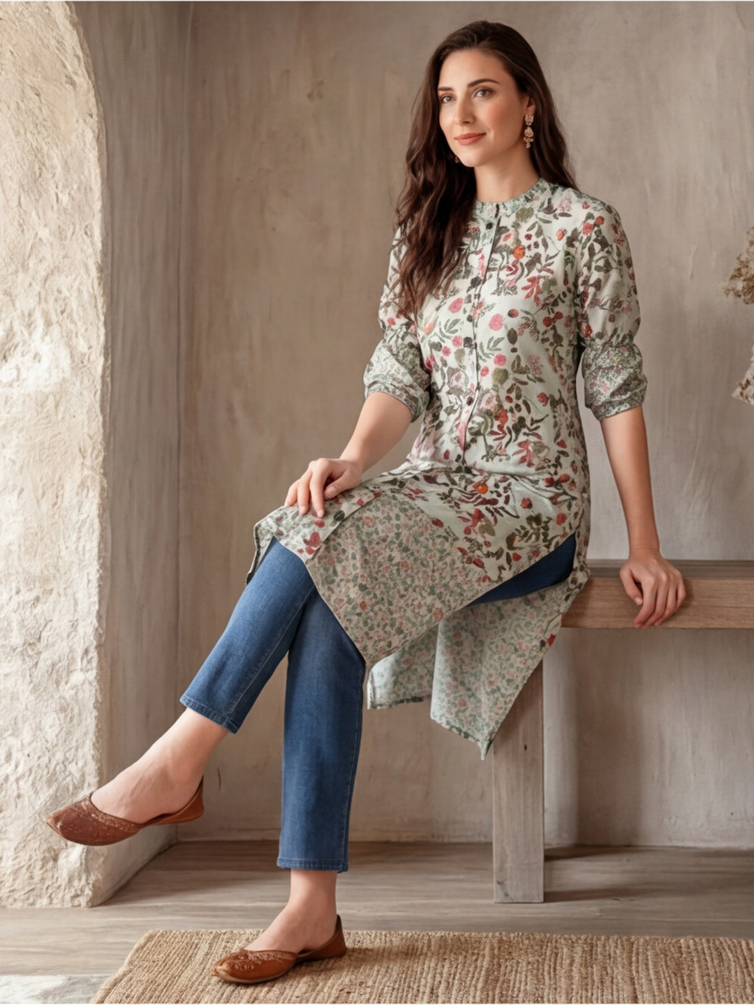 Floral Printed Straight Kurta