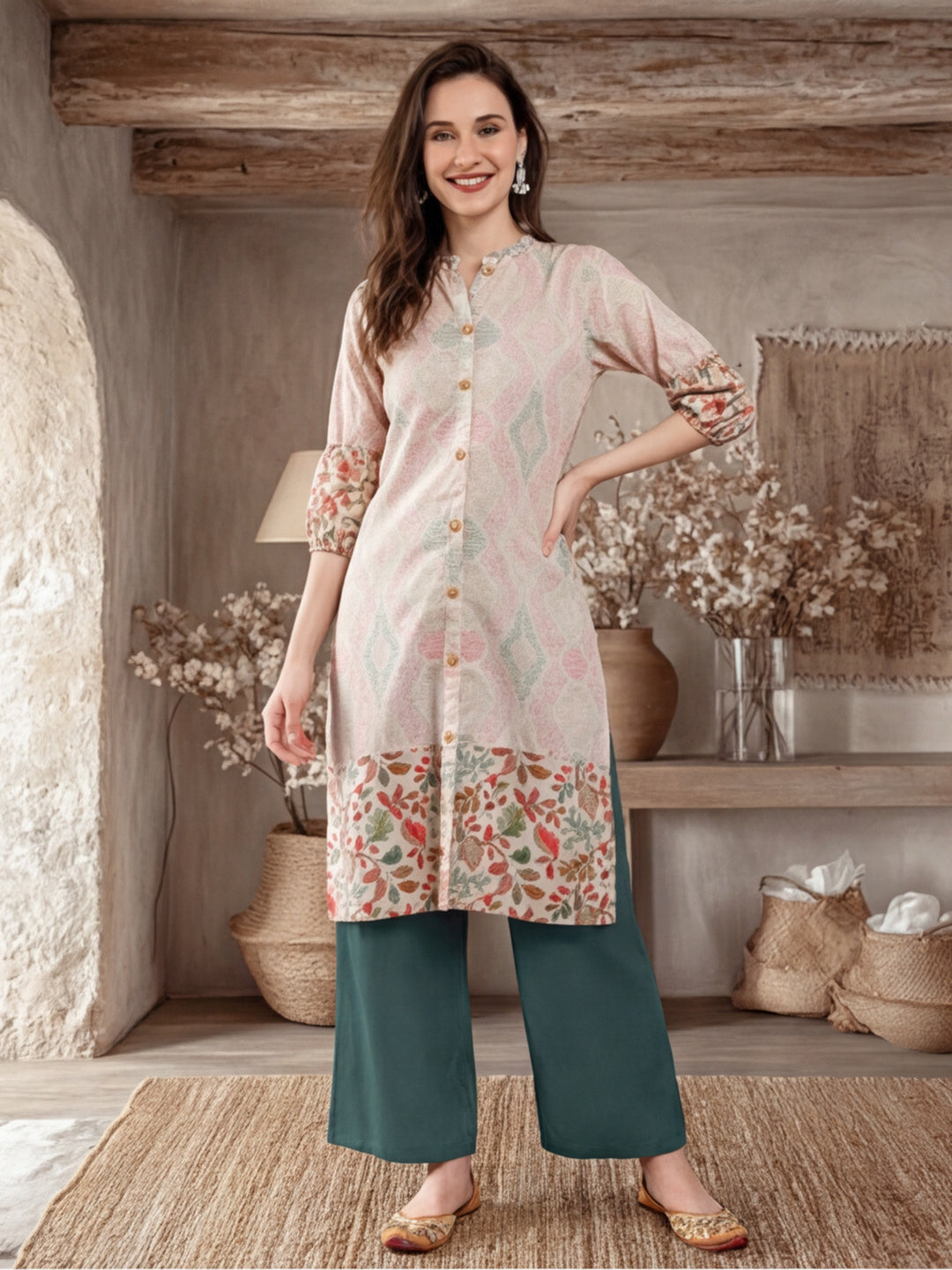 Floral Printed Straight Kurta