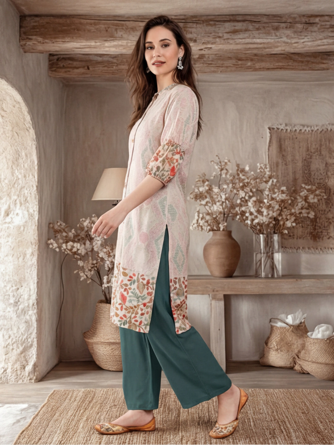 Floral Printed Straight Kurta