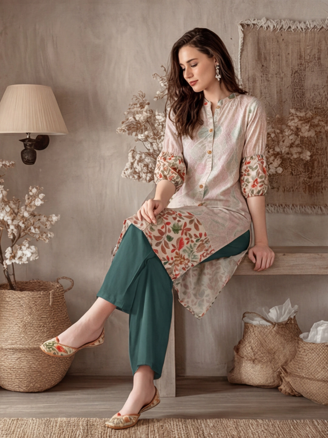 Floral Printed Straight Kurta