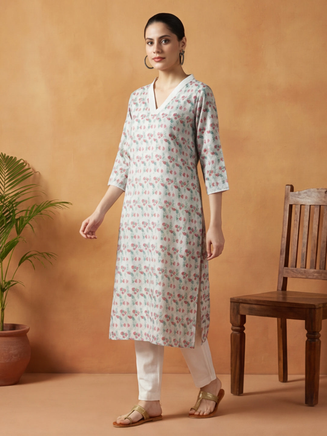 Floral Printed Straight Kurta