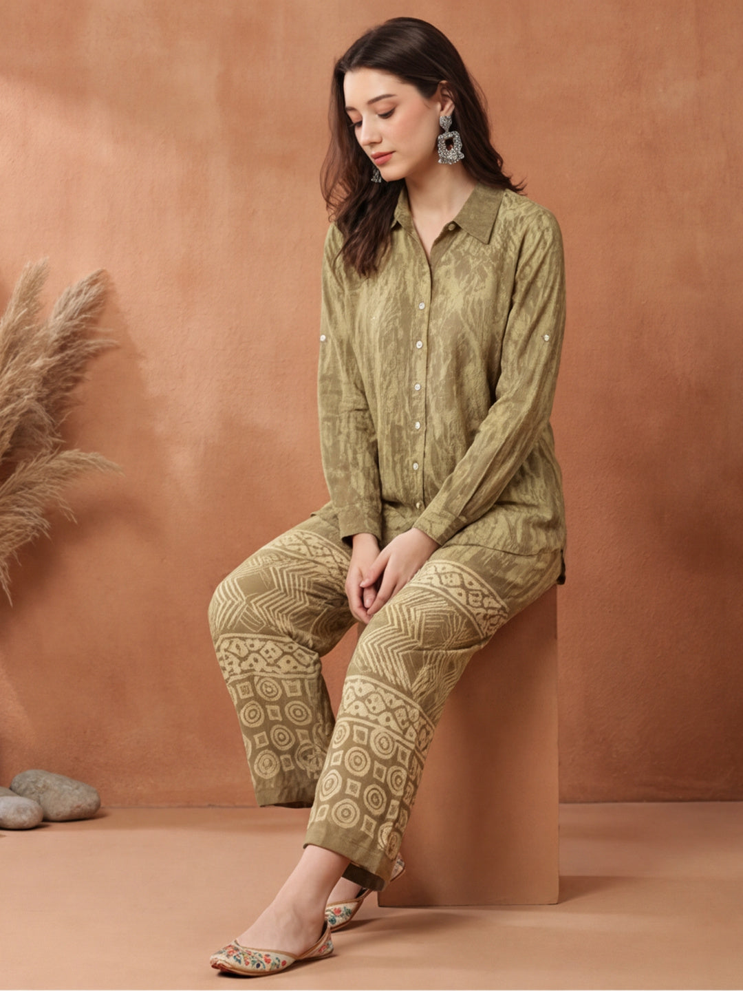Hand Tie -Dye Bagru Printed Office Co-ord Set